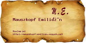 Mauszkopf Emilián névjegykártya